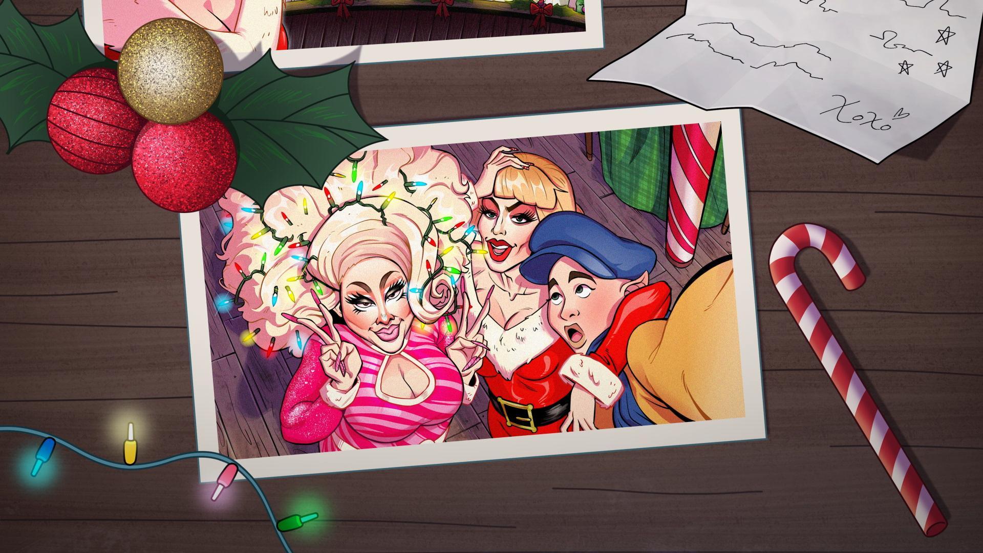 A Trixie & Katya Christmas 2023 movie scene