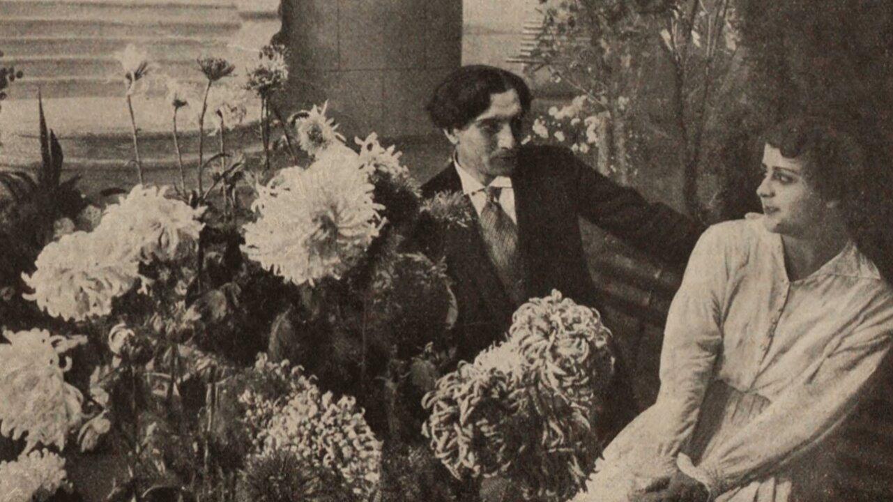 Long Gone are Chrysanthemums in a Garden 1916 movie scene