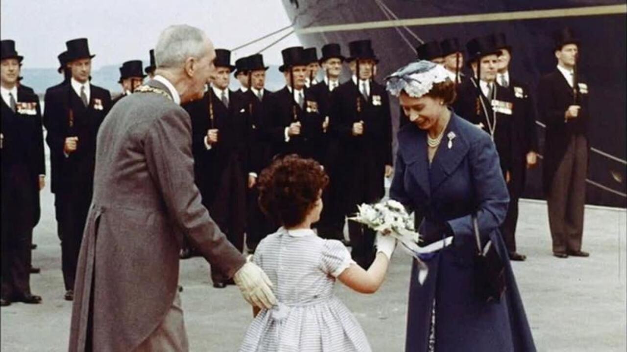 Royal Visit to Leith 1956 movie scene
