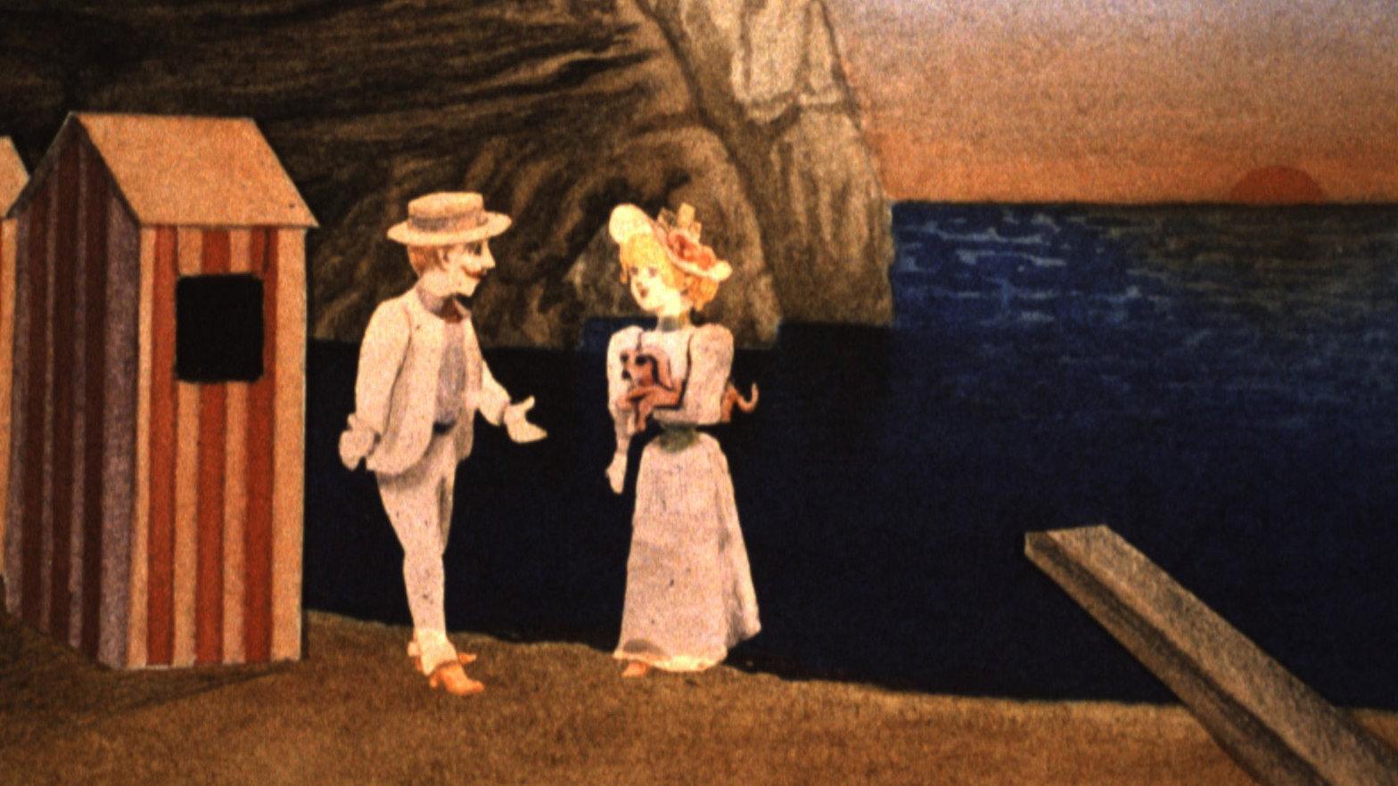 Around a Cabin 1894 movie scene