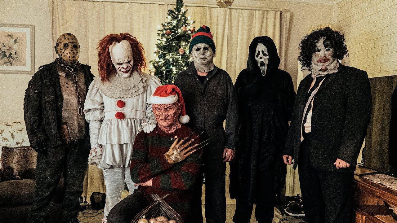 Horror Icons Celebrate Christmas 2021 movie scene