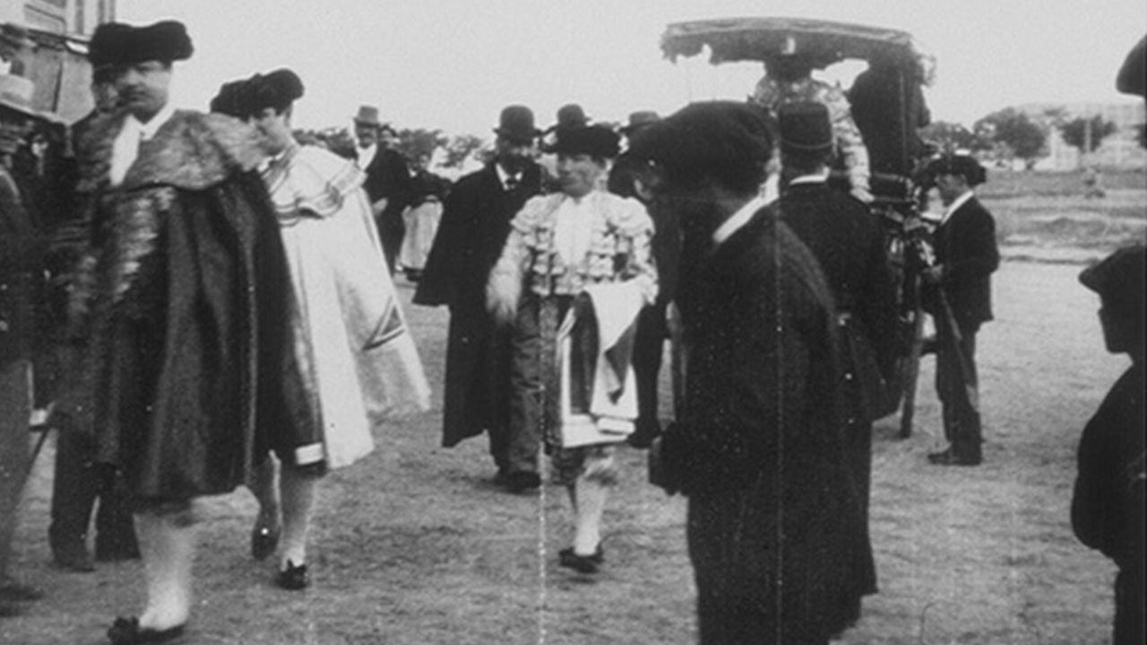 Arrival of the Bullfighters 1896 movie scene