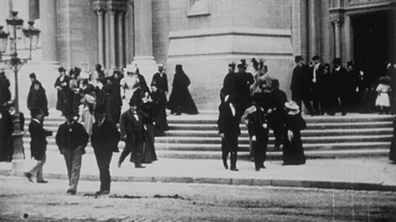 Leaving Church 1896 movie scene