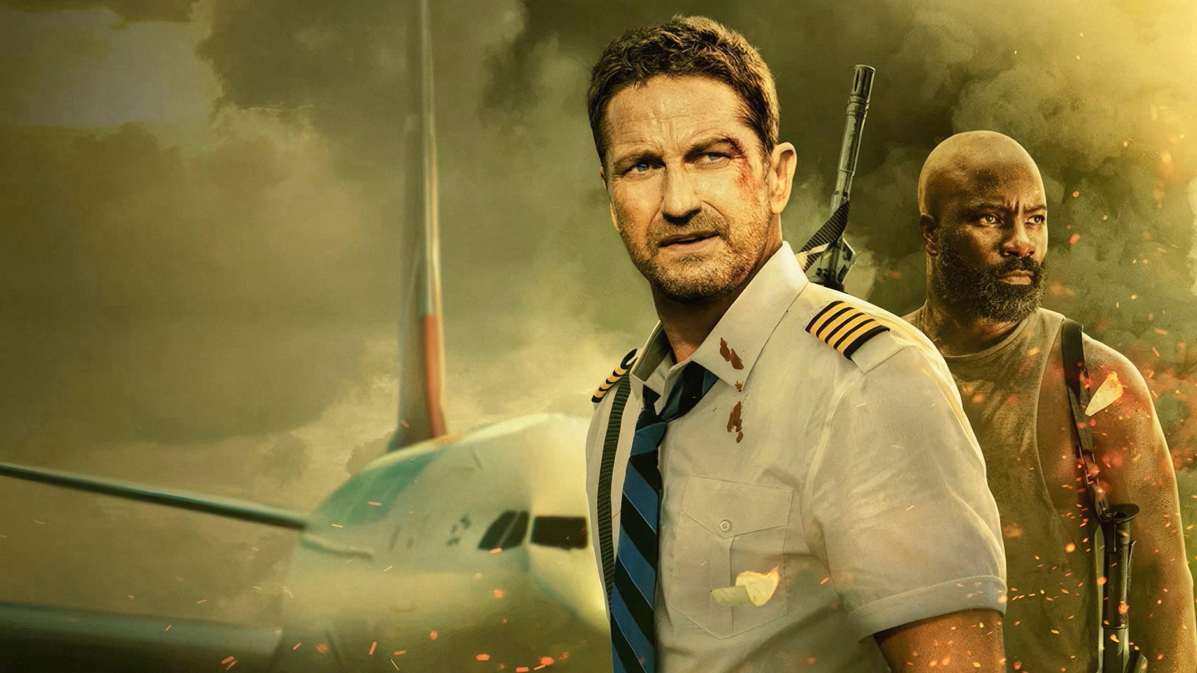Plane 2023 movie scene