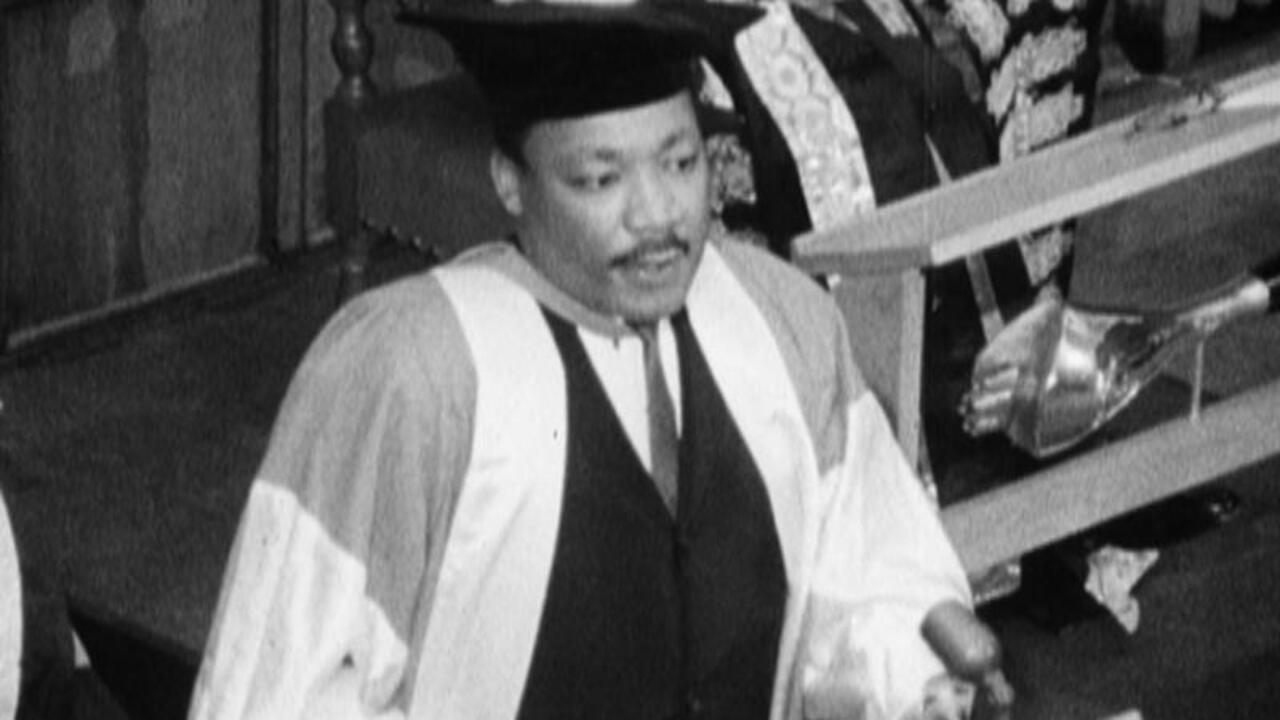 Martin Luther King at Newcastle University 1967 movie scene