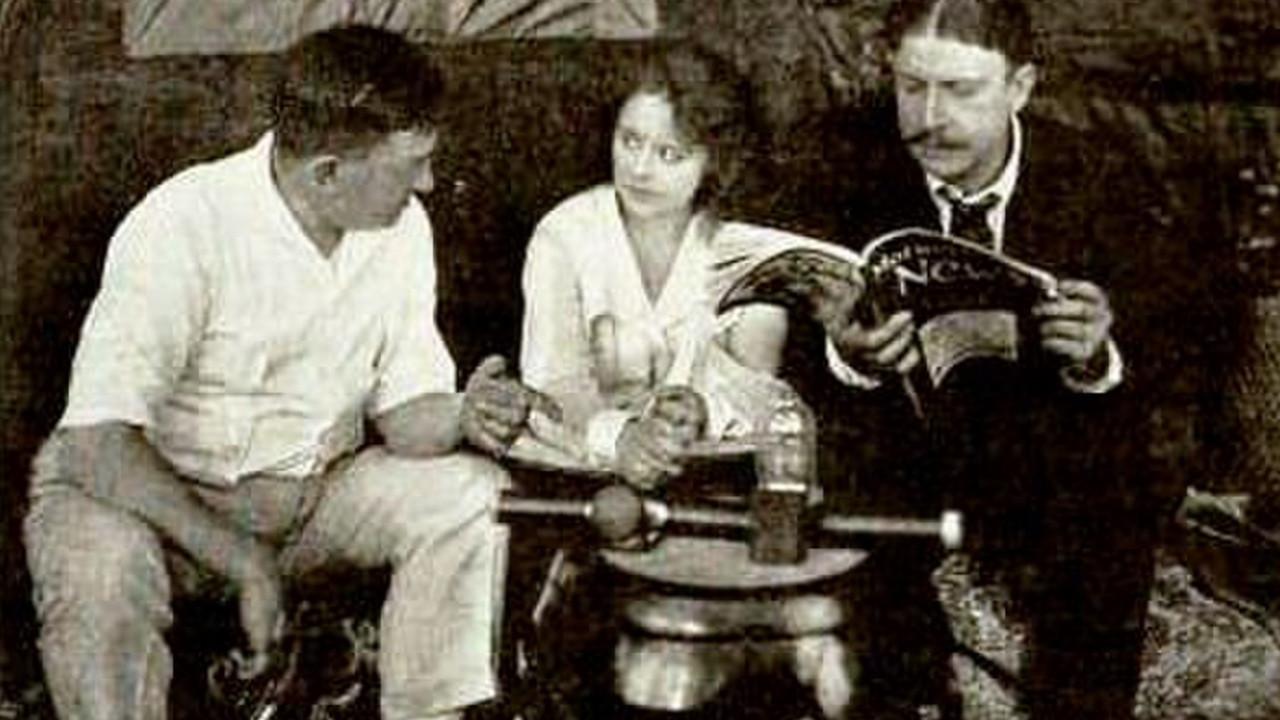 Trailed by Three 1920 movie scene