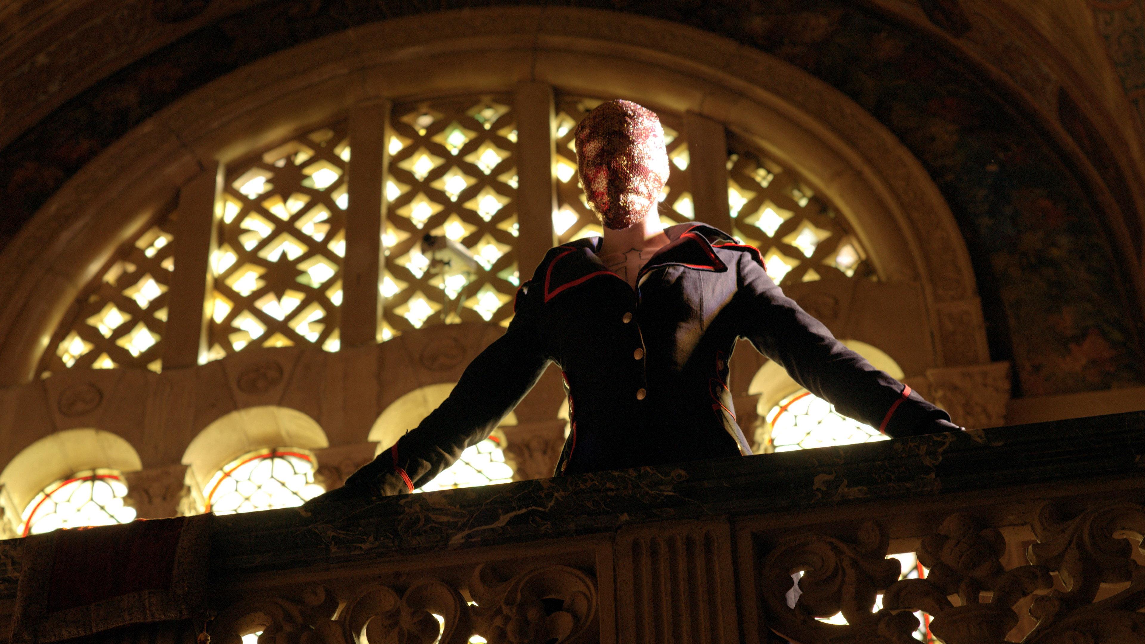 Red Ribbons in the House of Stained Glass 2025 movie scene