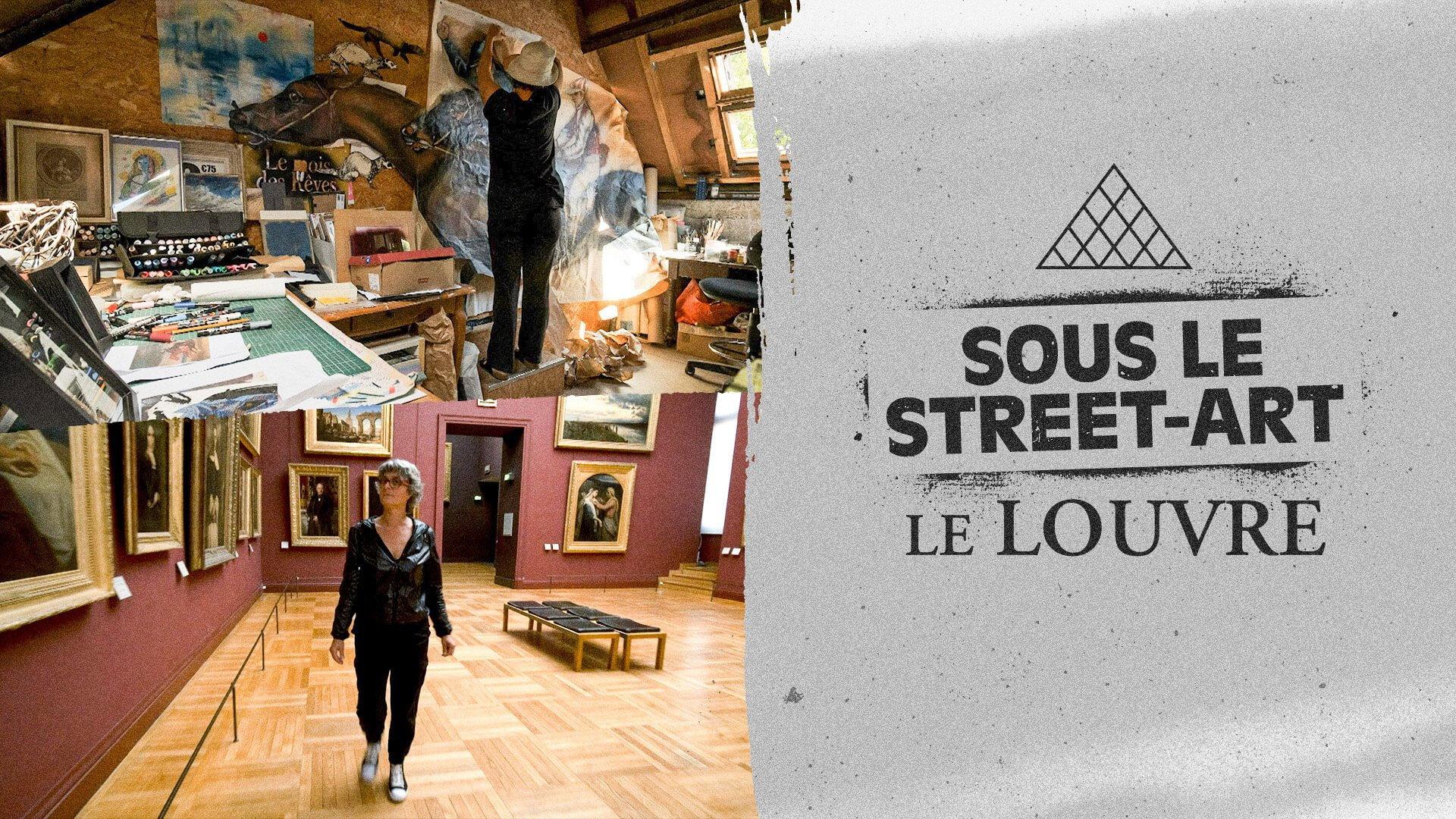 Sous le street-art, le louvre 2023 movie scene