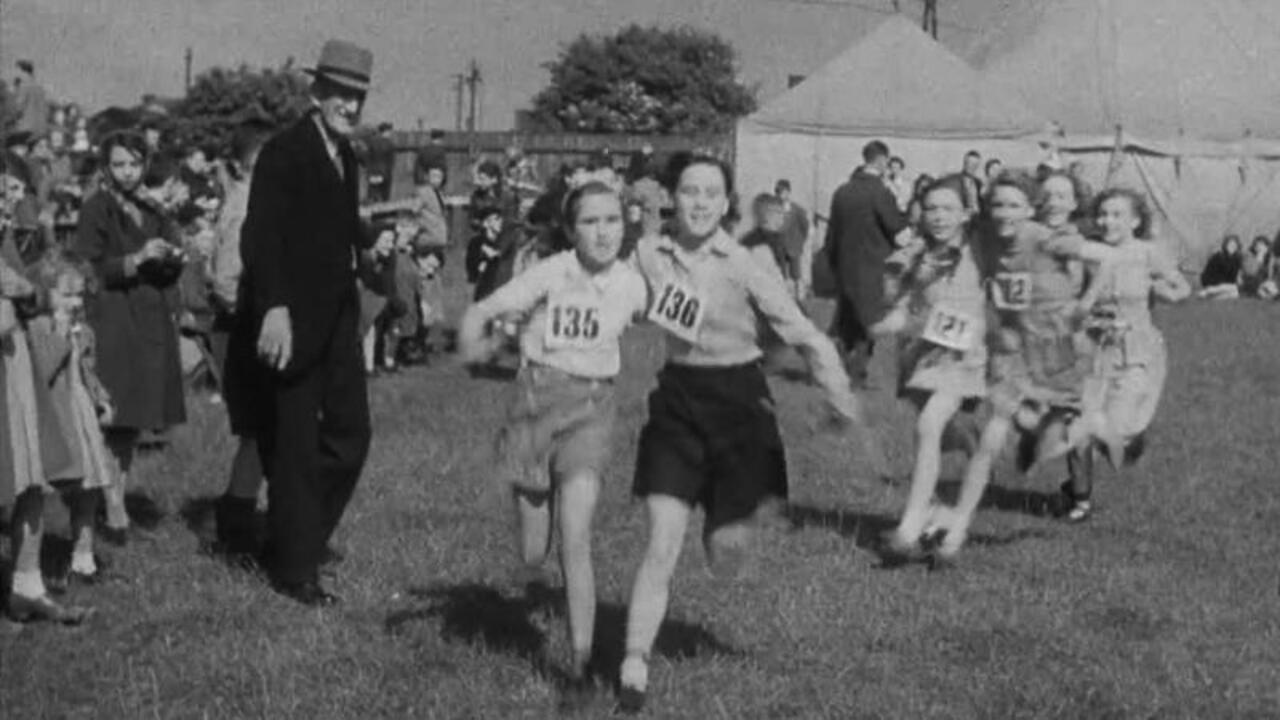 Sports Day in Peterborough 1946 movie scene
