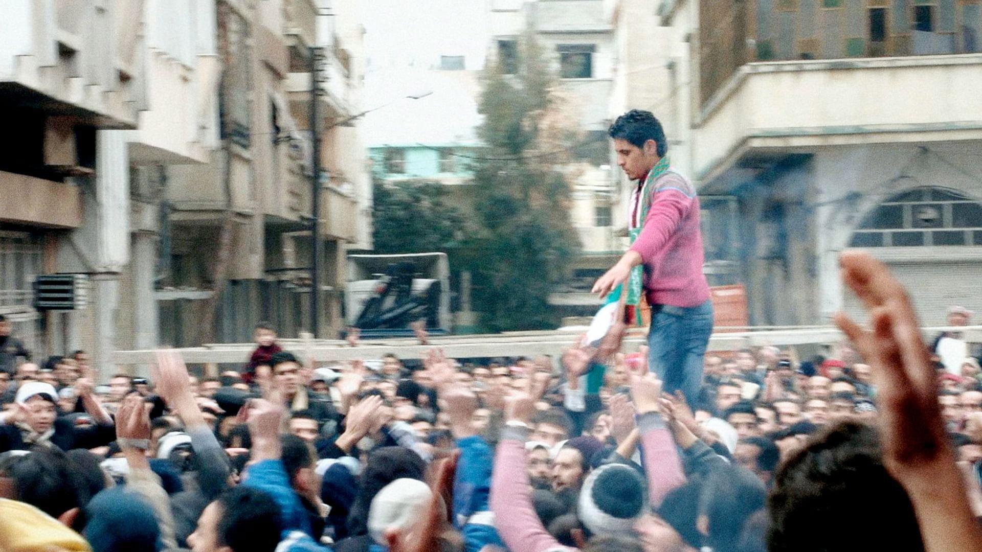 Return to Homs 2013 movie scene