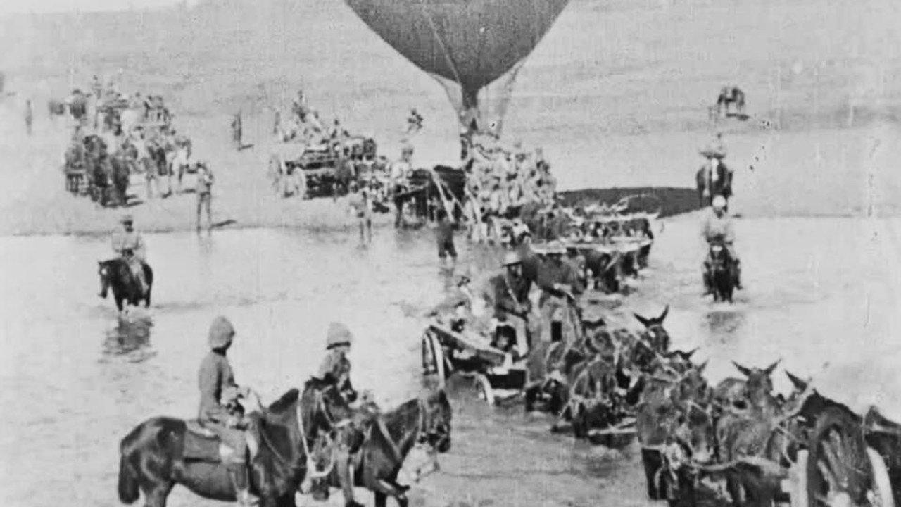 A War Balloon and Transport Crossing the Vaal River 1900 movie scene