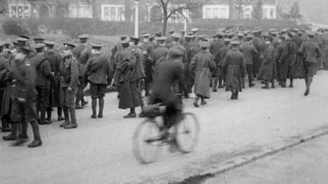 Christmas Church Parade 1914 movie scene