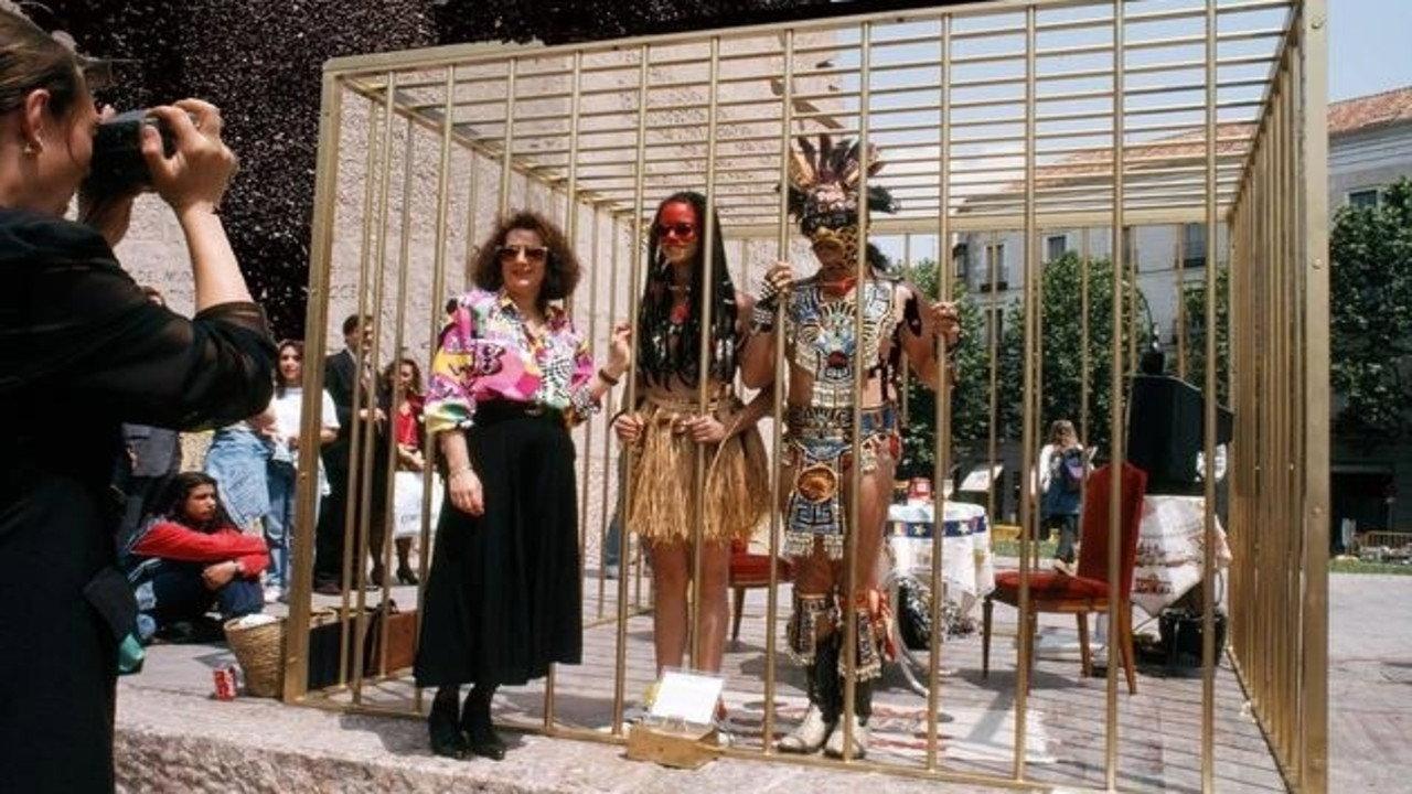 The Couple in the Cage 1993 movie scene