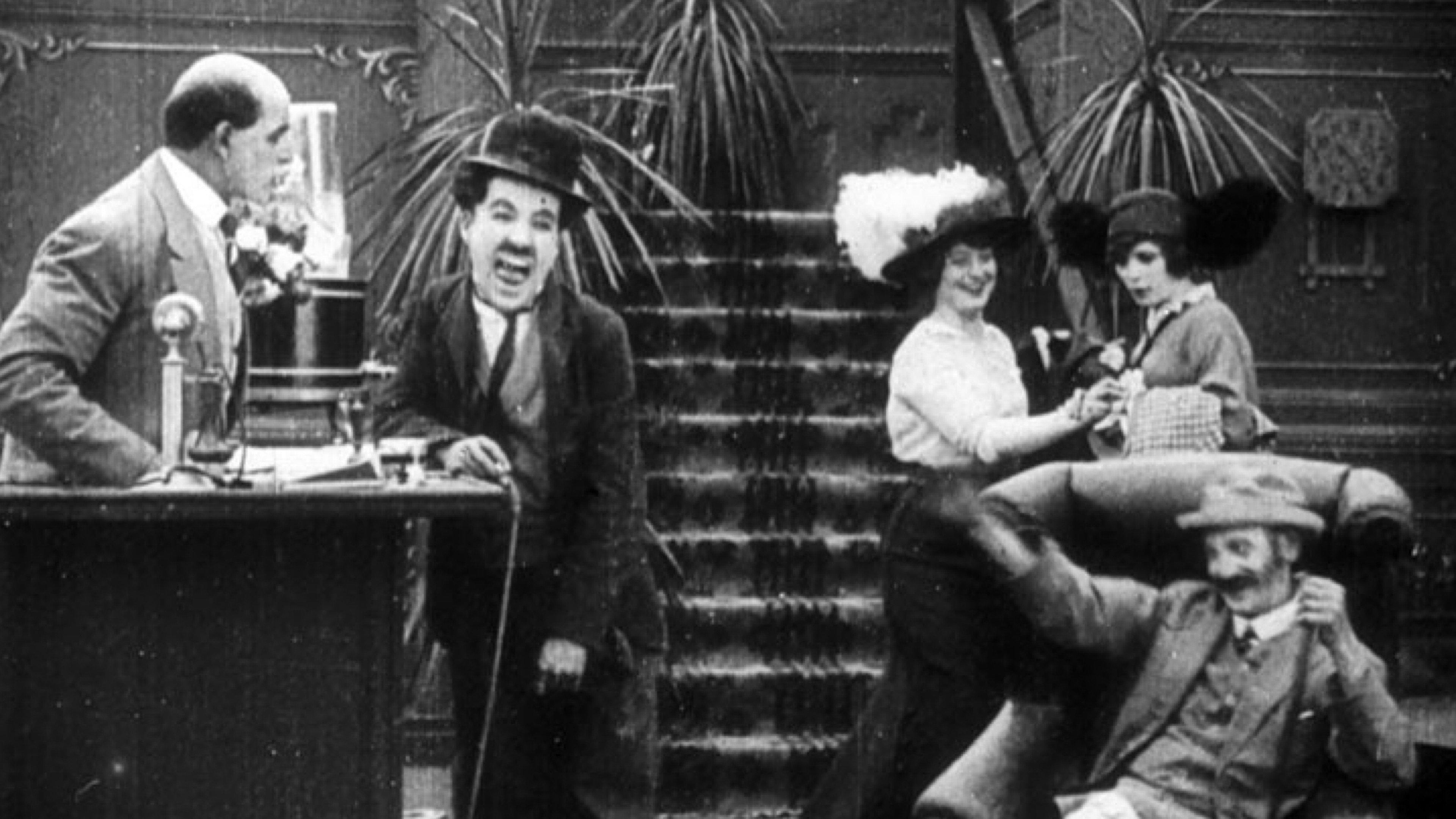 Caught in the Rain 1914 movie scene