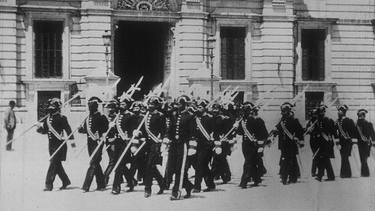 The Queen's Halberdiers 1896 movie scene