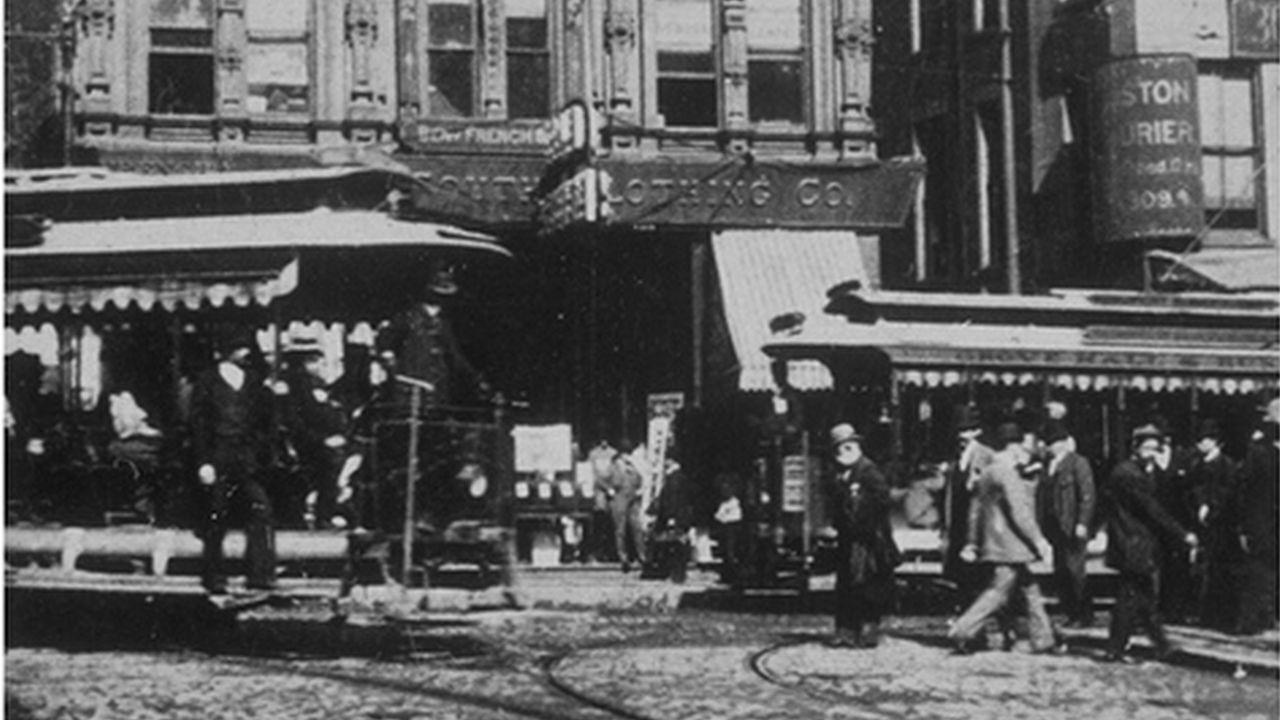 Boston, Washington street 1896 movie scene