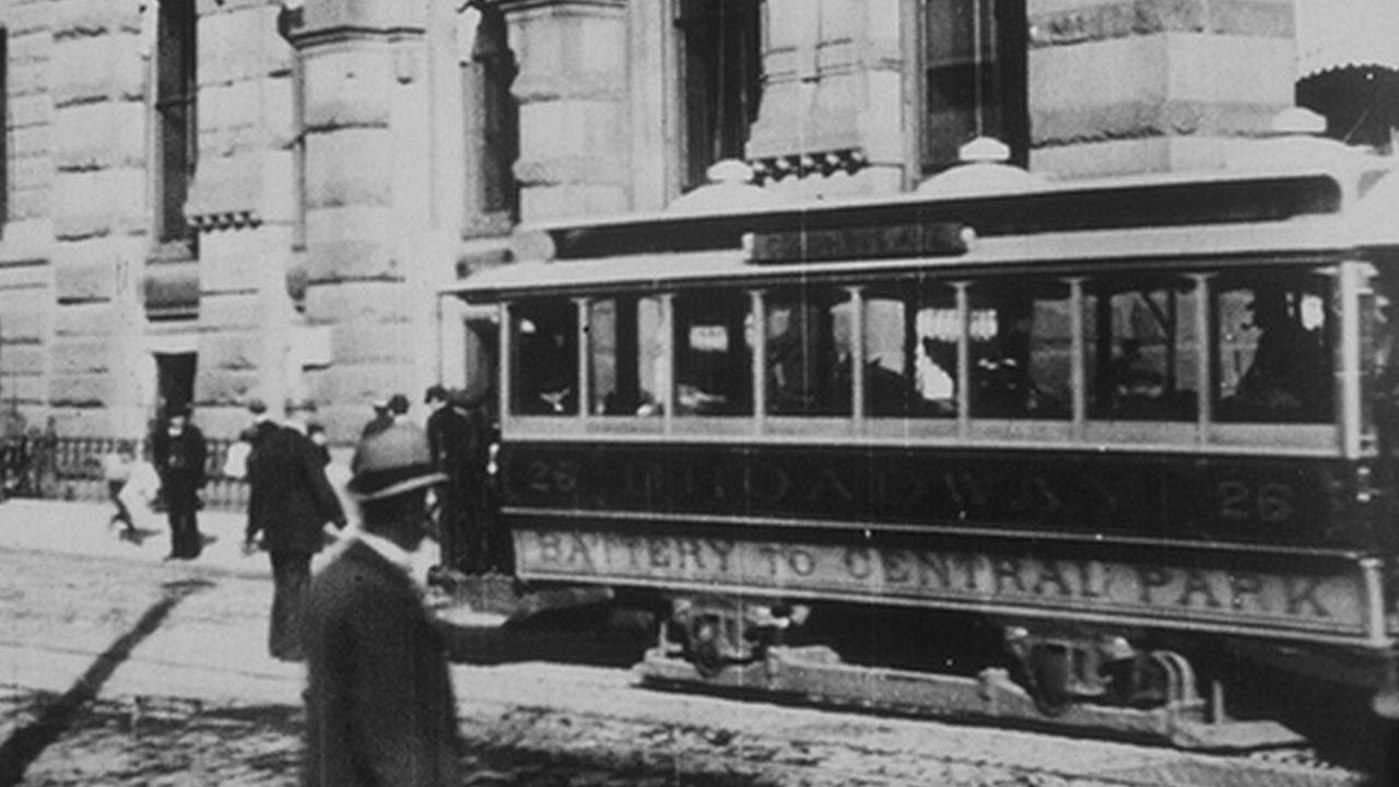 New York, Broadway and Wall Street 1896 movie scene