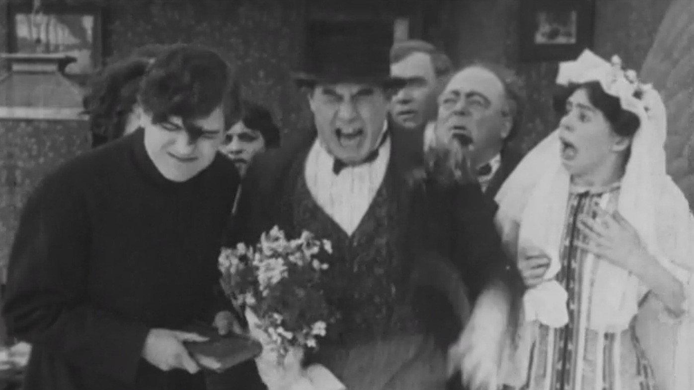 On His Wedding Day 1913 movie scene
