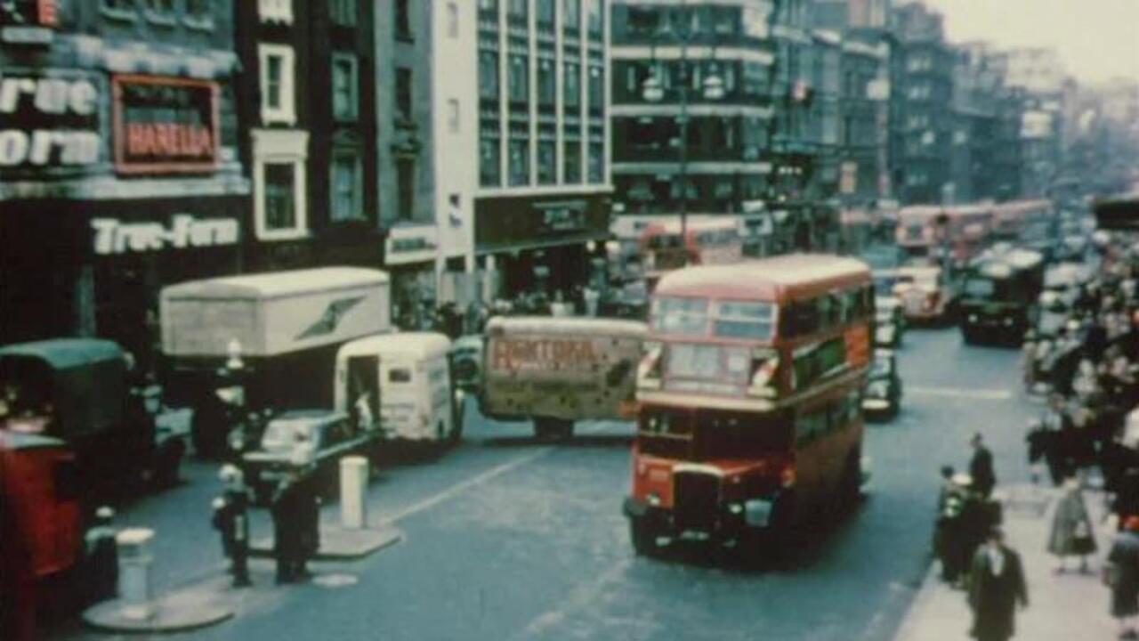 Central London Traffic 1956 movie scene