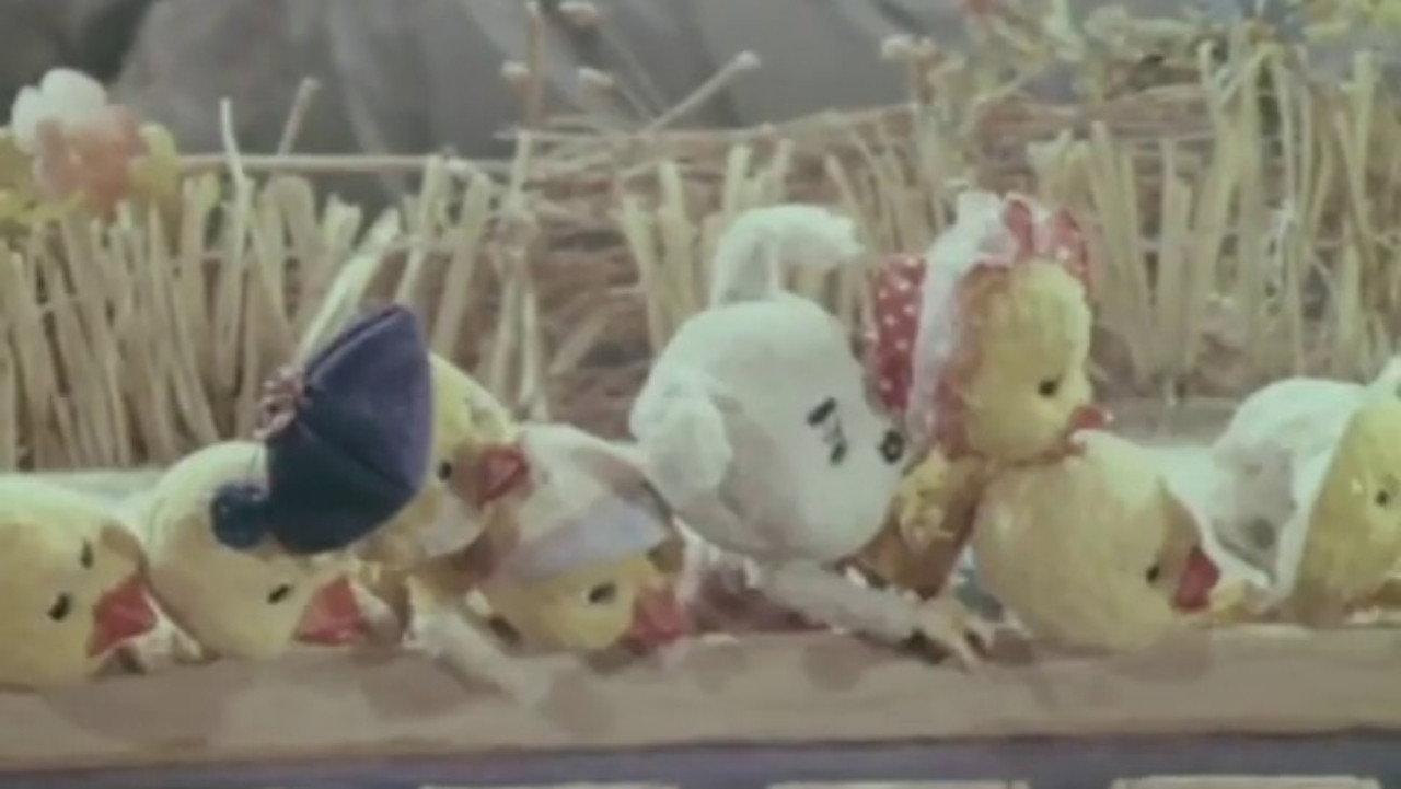 A Puppy and Seven Goslings 1983 movie scene