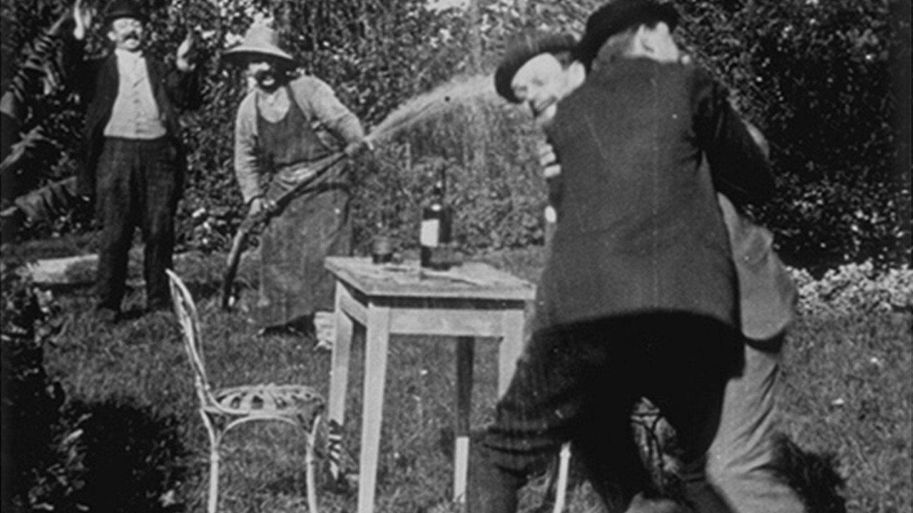 Sprayed Card Players 1896 movie scene