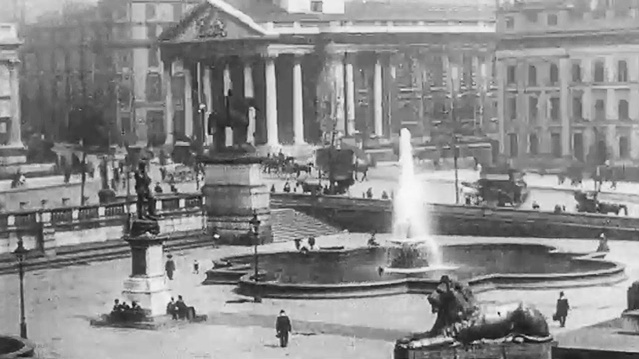 London Street Scenes - Trafalgar Square 1910 movie scene