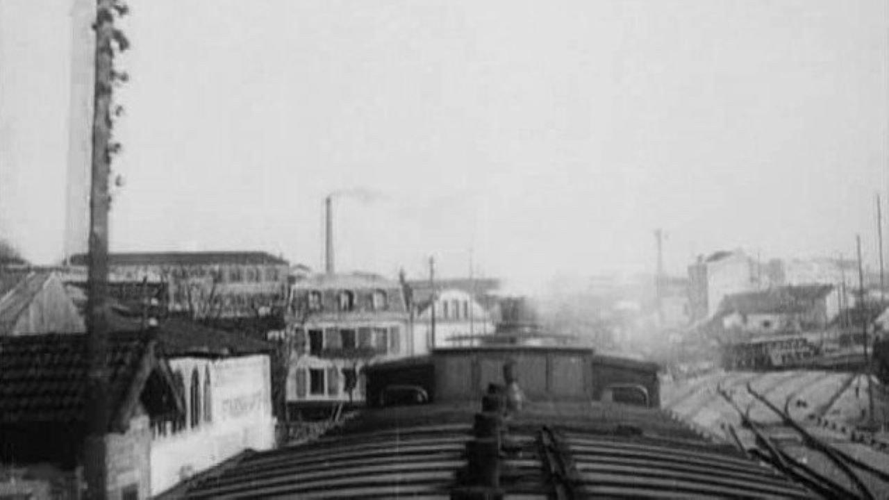 Panorama from Top of a Moving Train 1898 movie scene