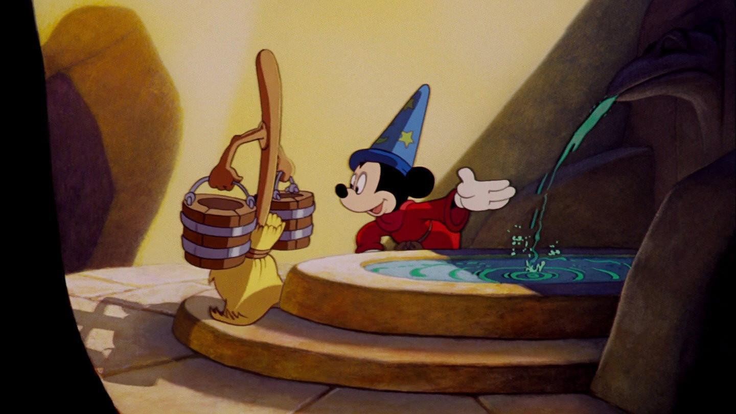The Sorcerer’s Apprentice 1940 movie scene