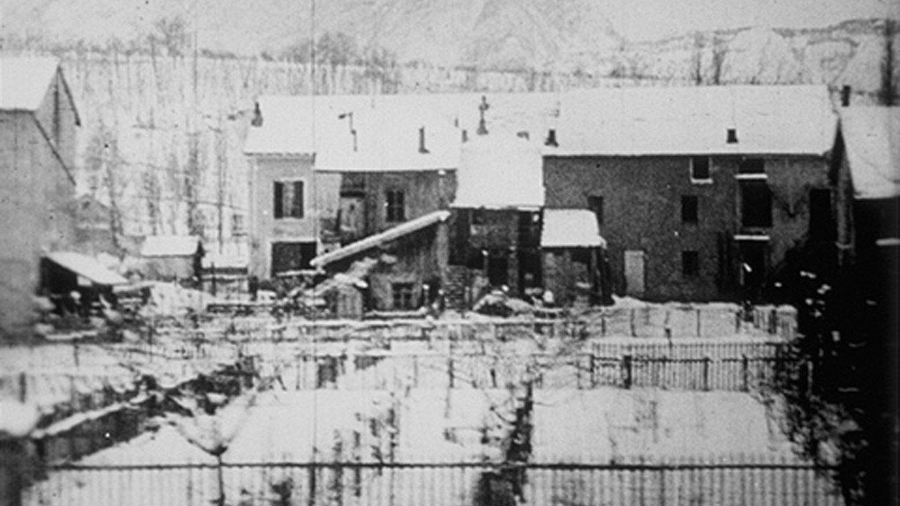 Panoramic View of the Arrival in Aix-les-Bains taken from the Train (Snowy Conditions) 1897 movie scene