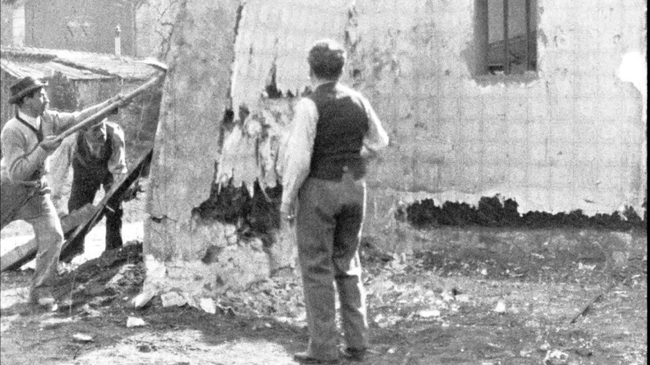 Demolition of a Wall 1896 movie scene