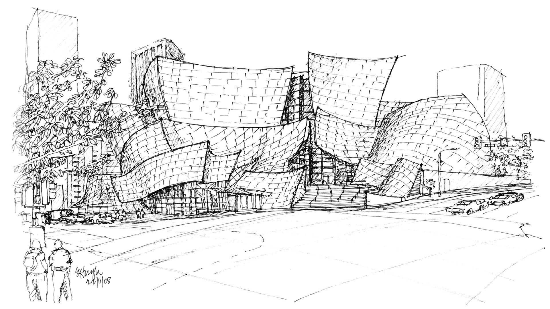 Sketches of Frank Gehry 2006 movie scene