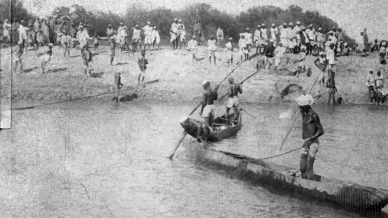 A Fishing Party With the Maharajah of Kapurthala, India 1911 movie scene