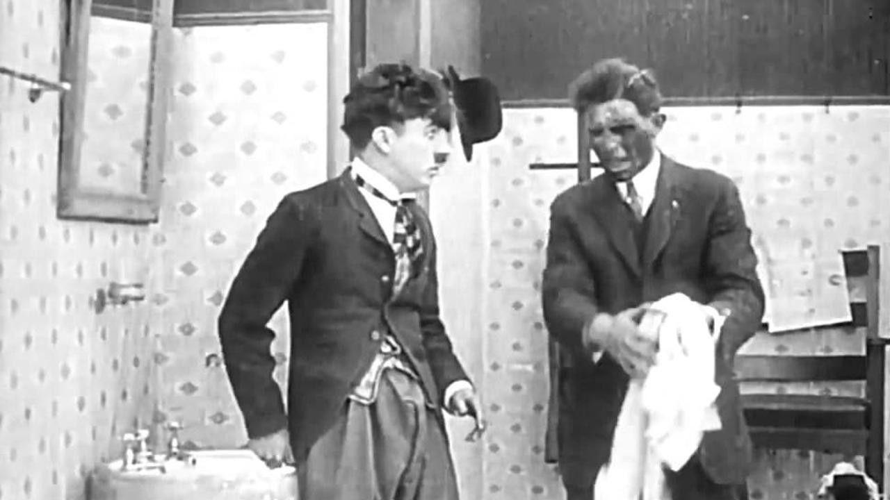 His Favorite Pastime 1914 movie scene