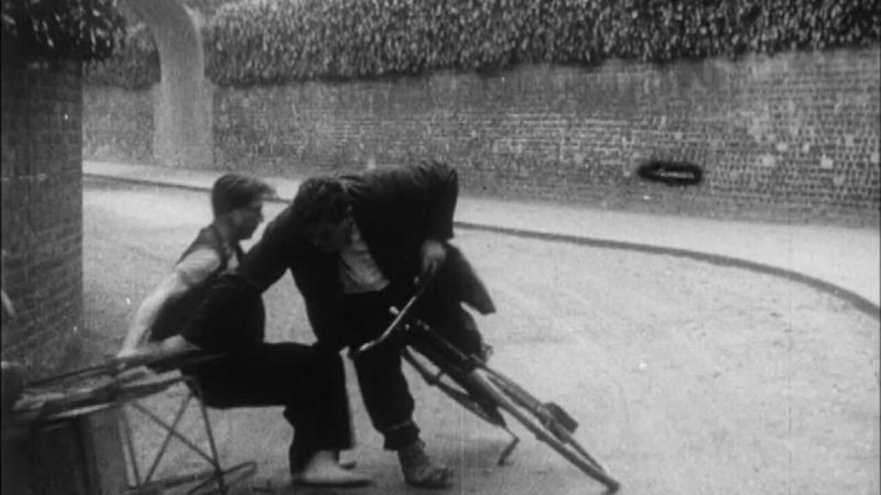 Fat Man on a Bicycle 1914 movie scene