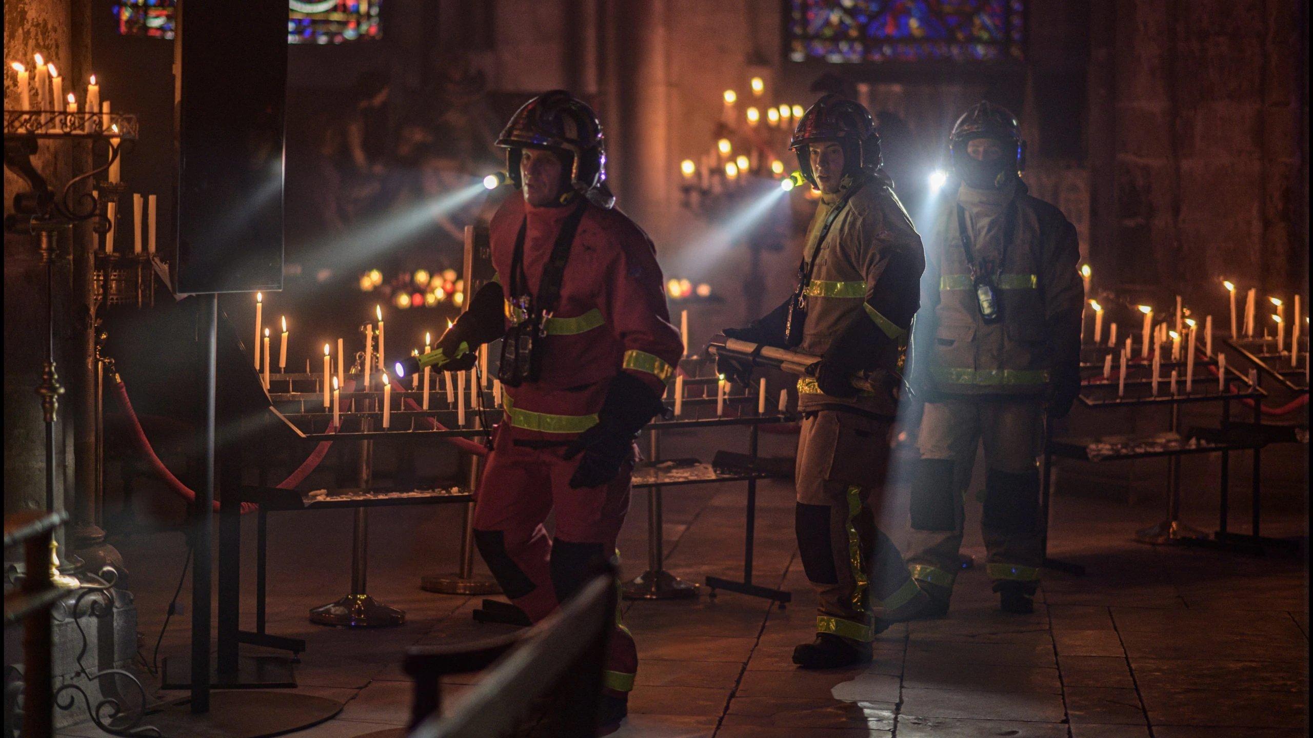 Notre-Dame on Fire 2022 movie scene