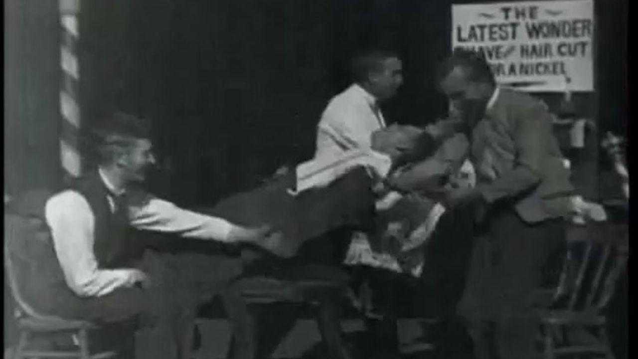 The Barber Shop 1894 movie scene
