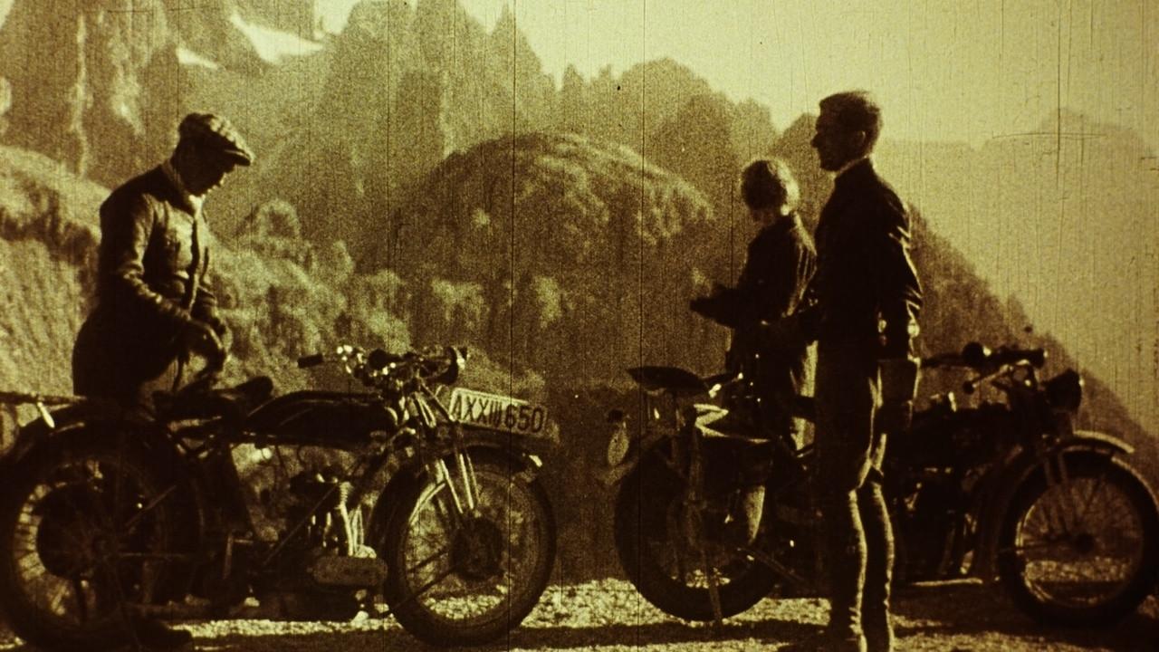 A Motorcycle Trip Among the Clouds 1926 movie scene