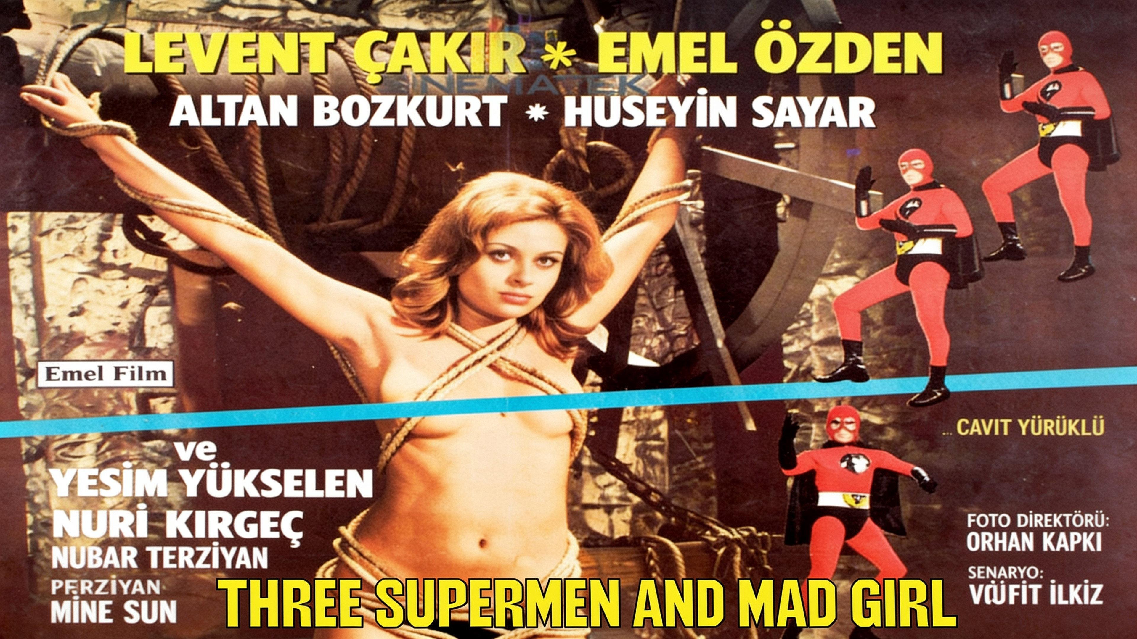 Three Supermen and Mad Girl 1973 movie scene