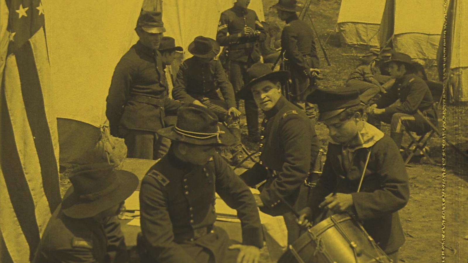 The Drummer of the 8th 1913 movie scene