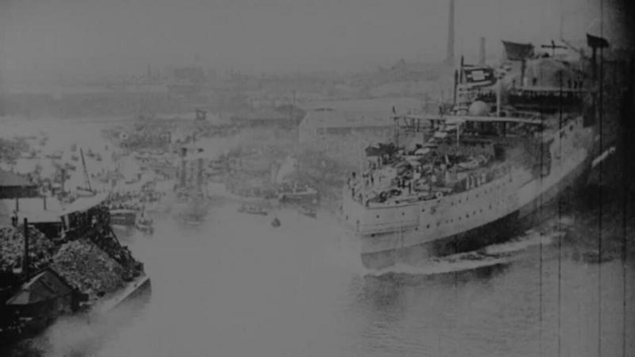 The Launch of HMS Albion at Blackwall 1898 movie scene