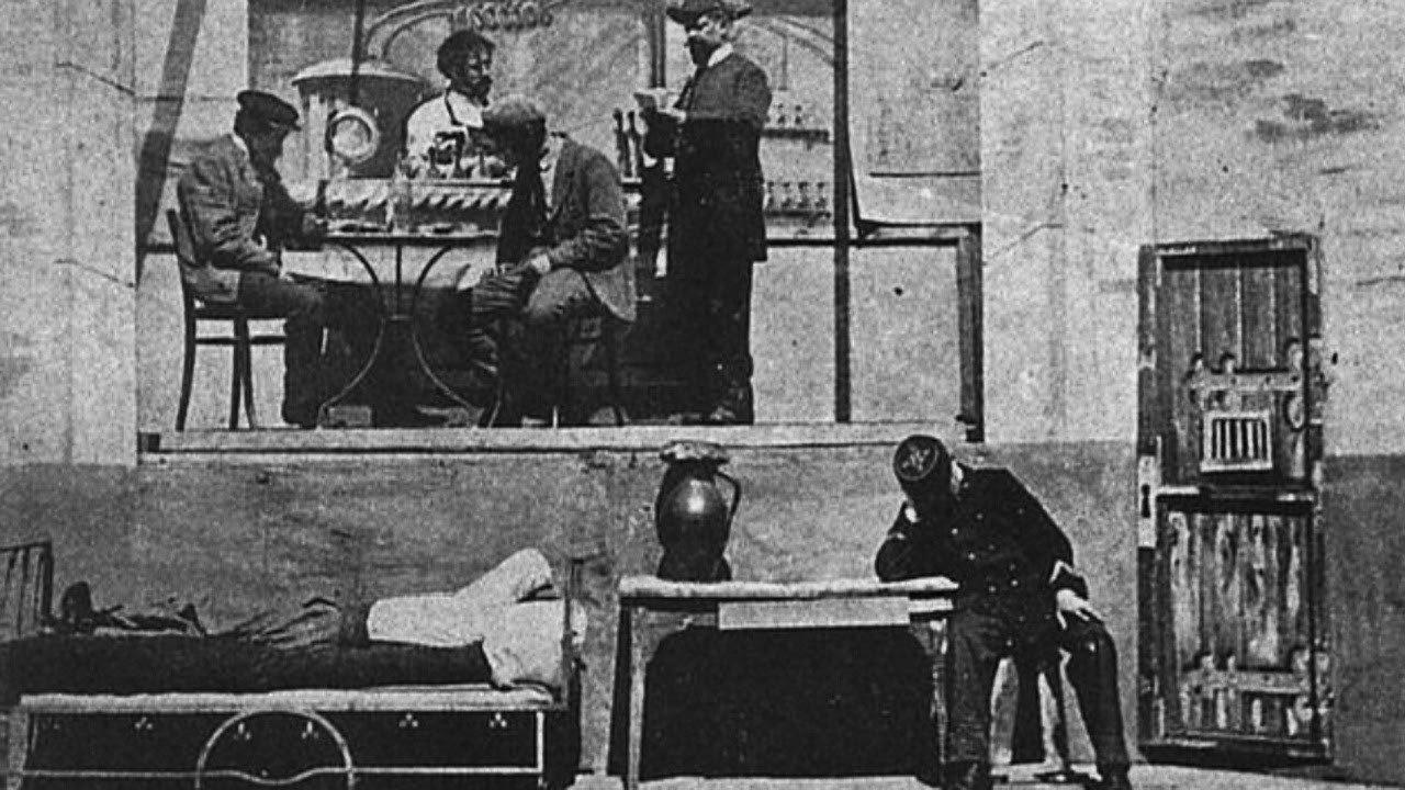 History of a Crime 1901 movie scene