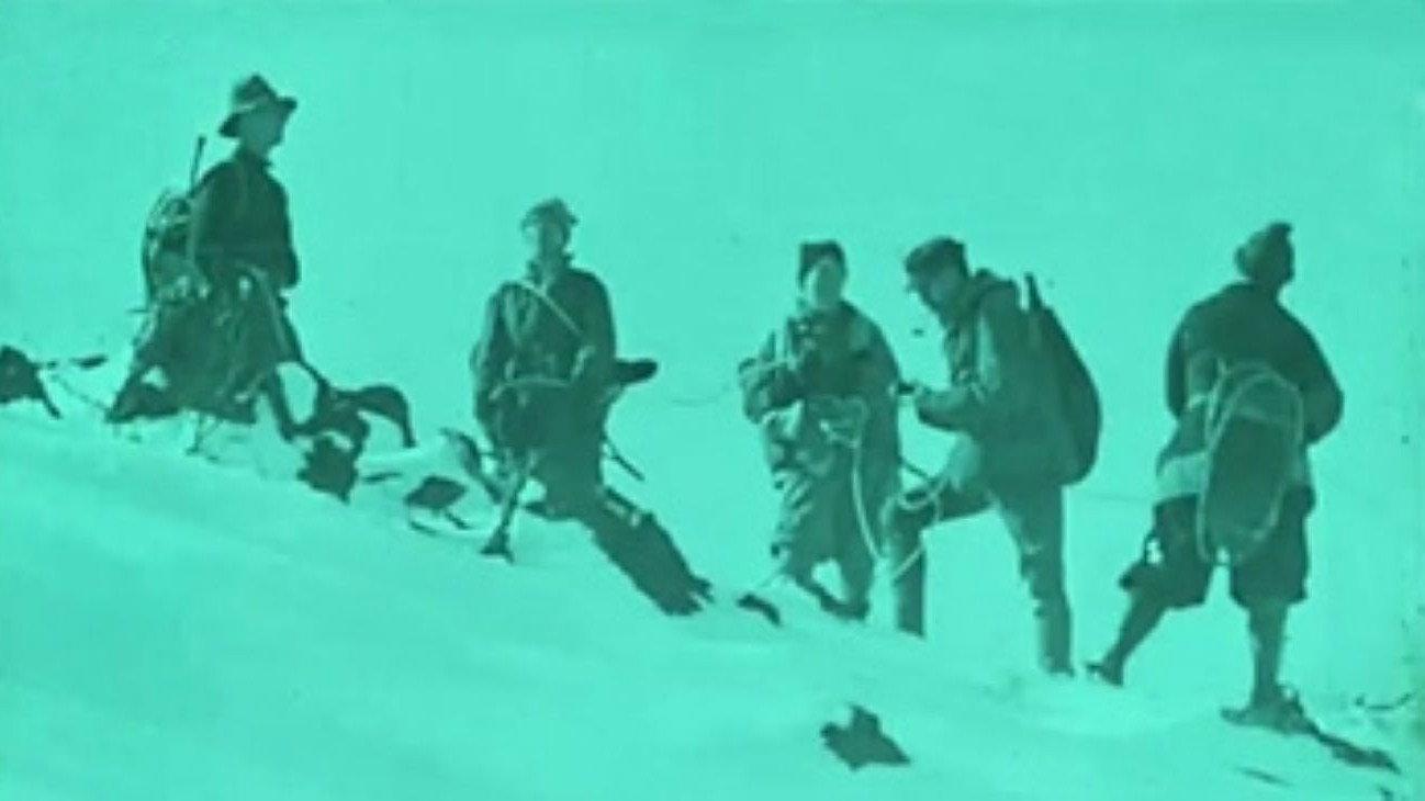 Climbing Mt. Washington 1917 movie scene