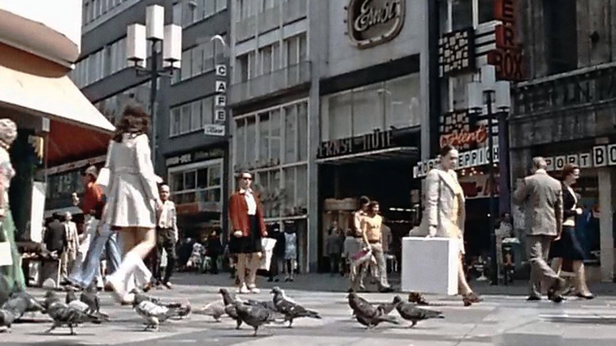 City Center and Pedestrians 1974 movie scene