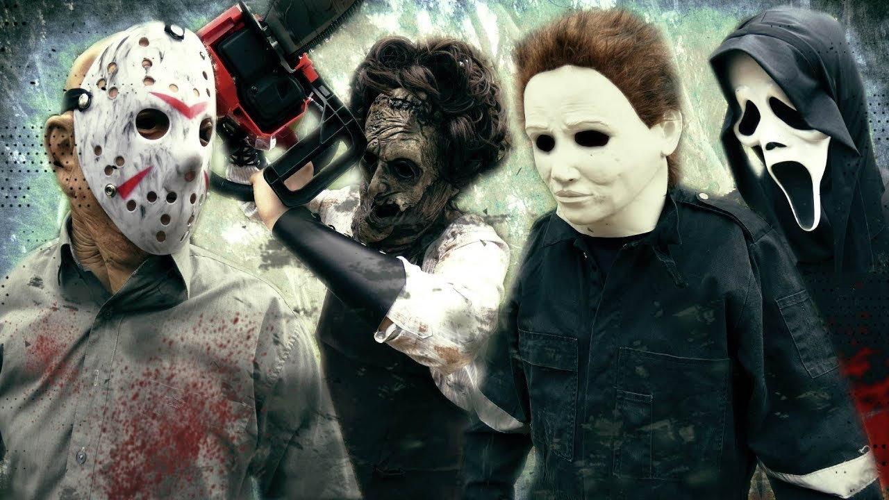 JASON VOORHEES vs LEATHERFACE vs GHOSTFACE vs MICHAEL MYERS | Horror Battle Fan Film 2017 movie scene