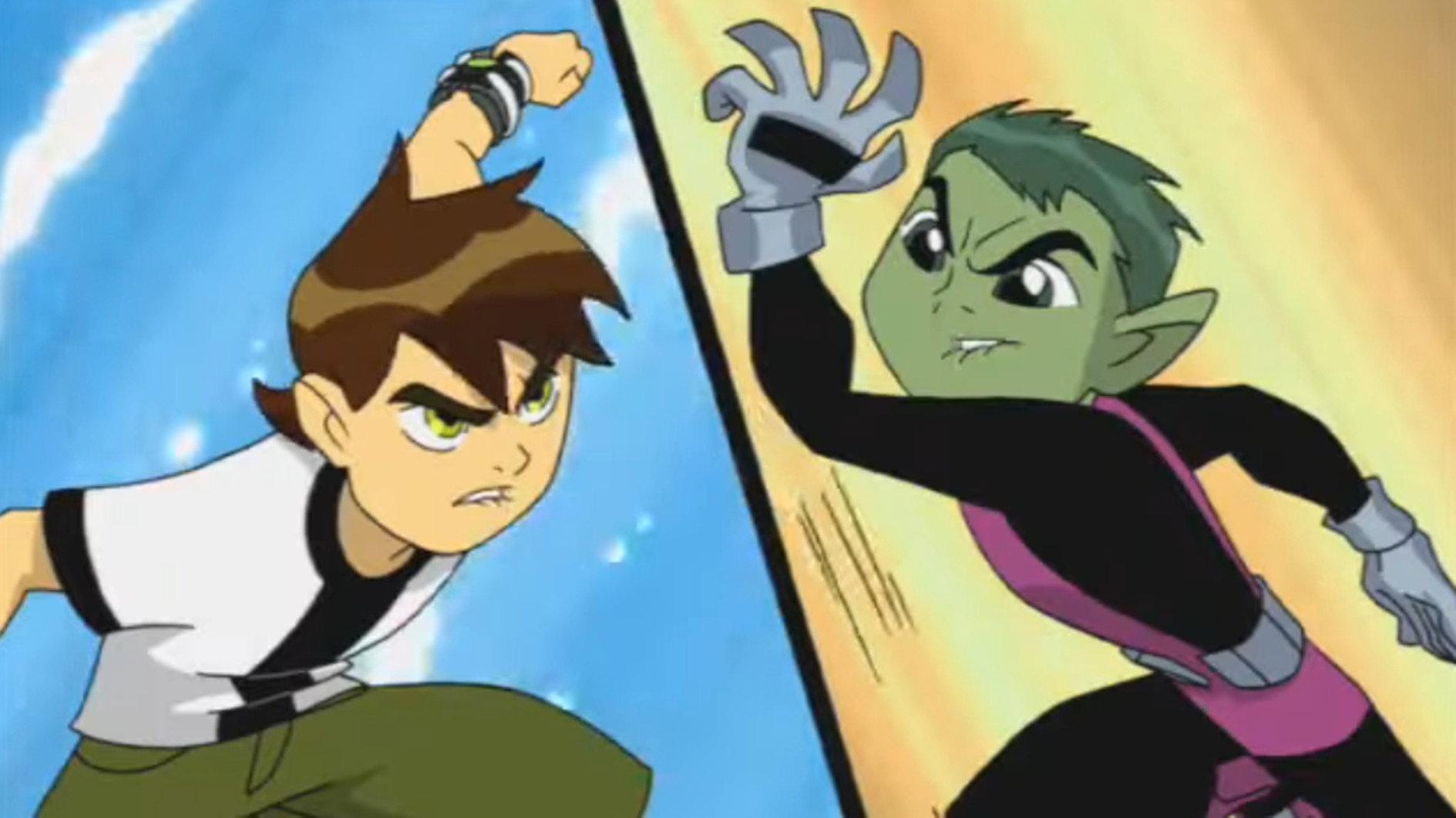 Beast Boy vs Ben 10 2014 movie scene