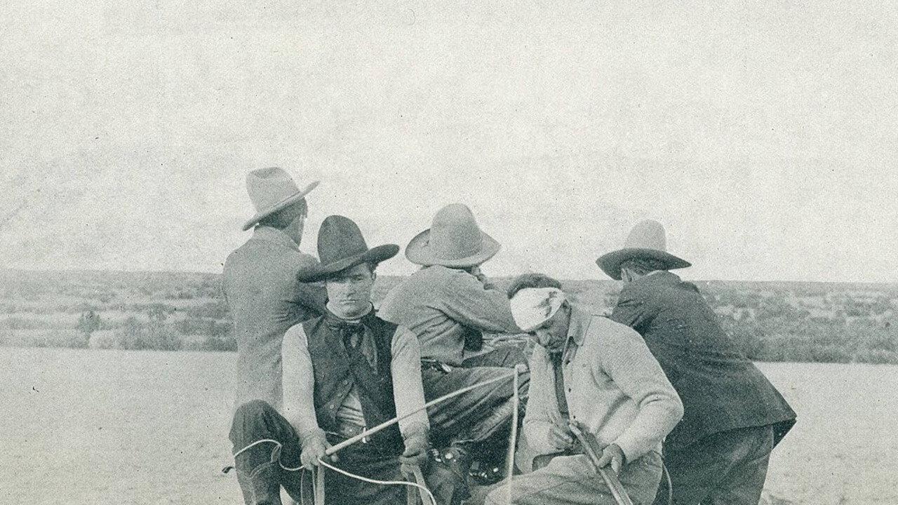 The Shotgun Man and the Stage Driver 1913 movie scene