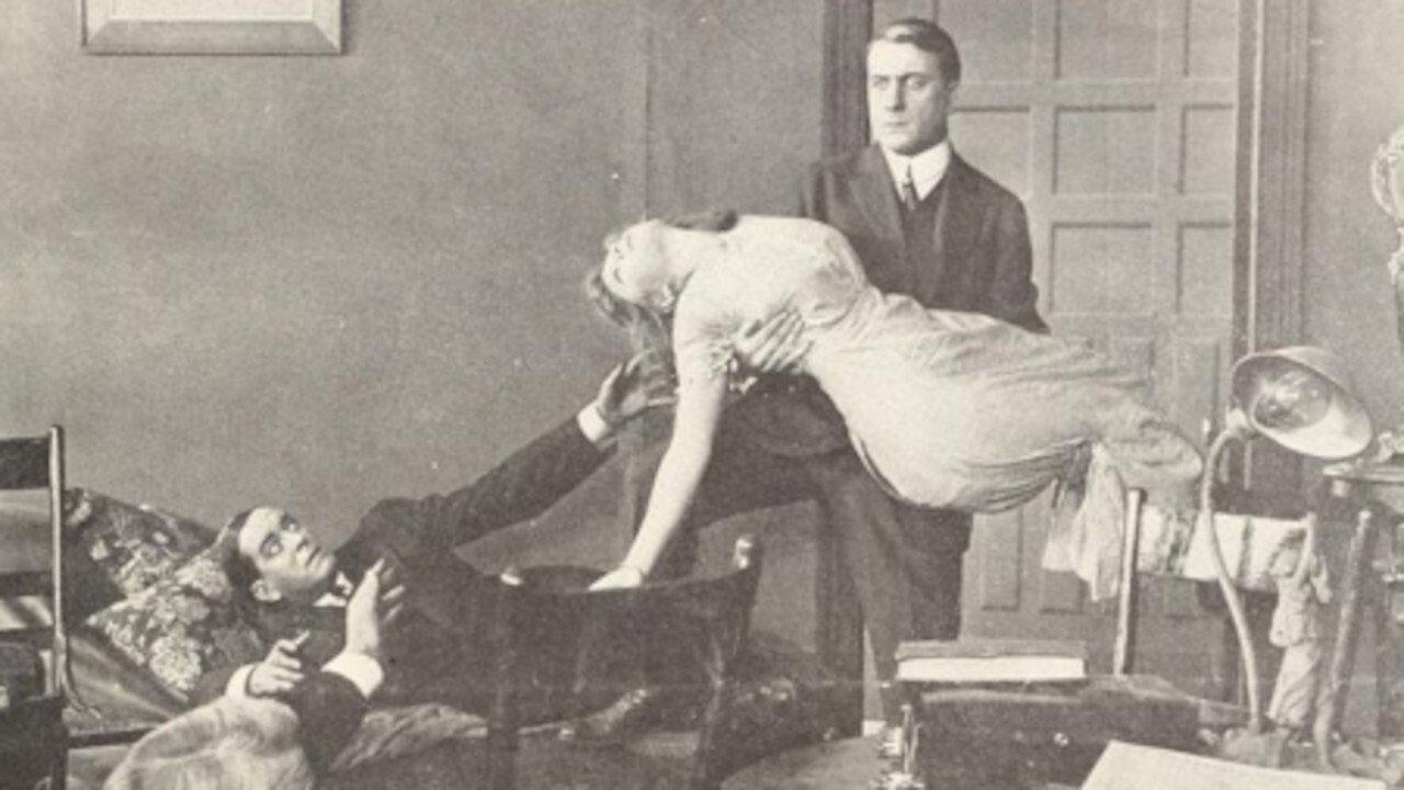A Cave Man Wooing 1912 movie scene