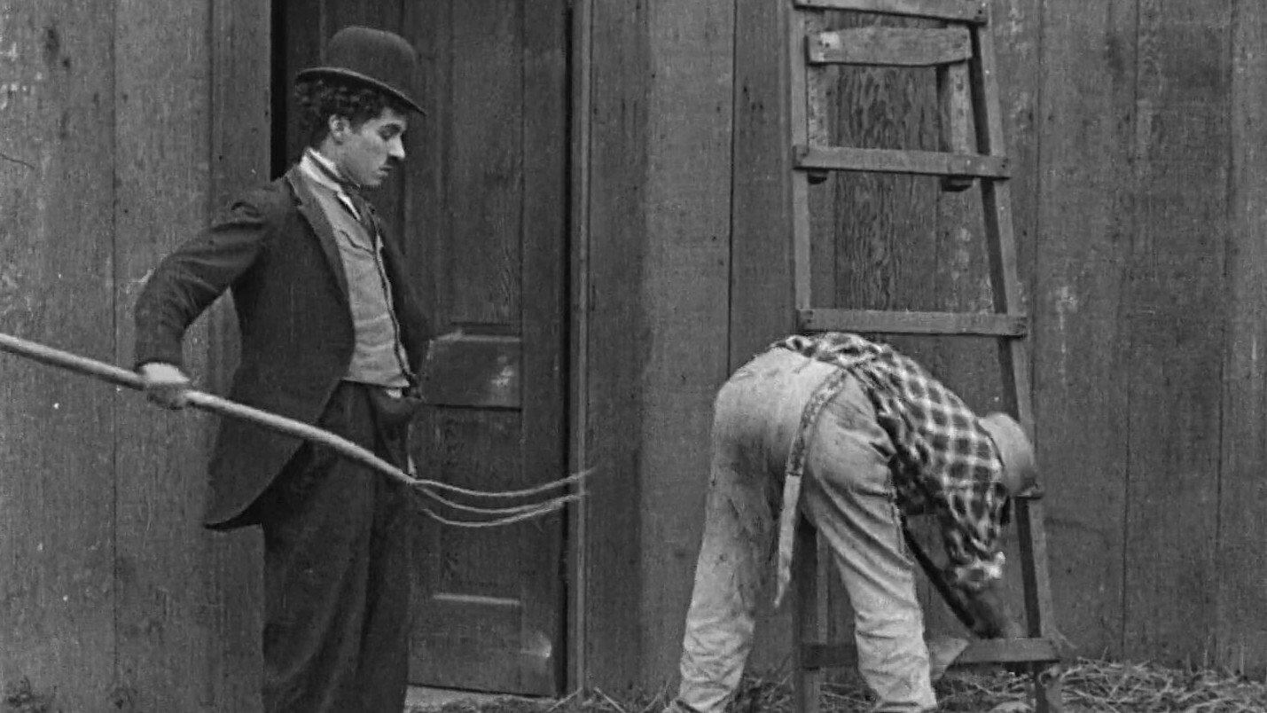 The Tramp 1915 movie scene