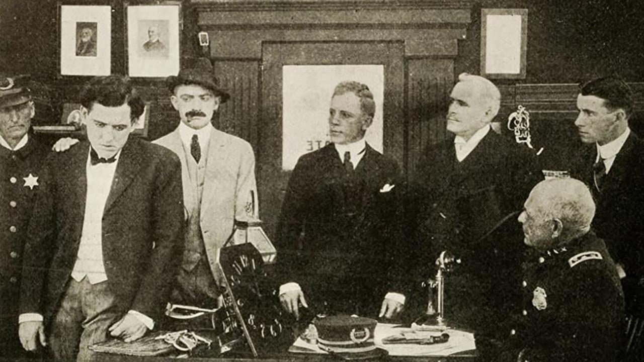 The Flaw in the Alibi 1914 movie scene