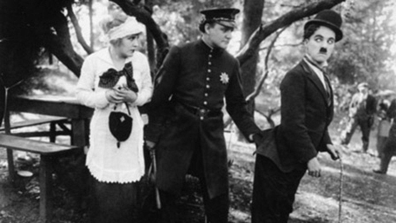 In the Park 1915 movie scene